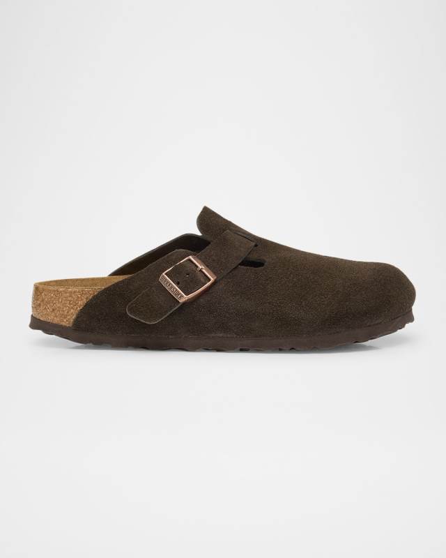 Boston Suede Buckle Slide Clogs